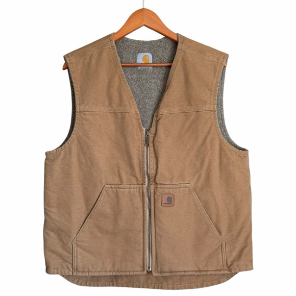 Carhartt Other - Carhartt Sherpa Lined Workwear Vest Size M Brown Zip Front Gorpcore